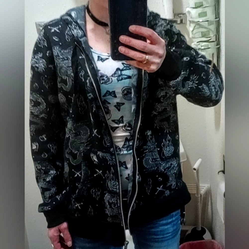 A fleece zip-up hoodie